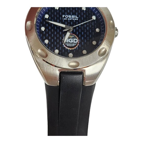 Vtg Fossil Blue PR-5102 Mens Watch MGD Miller Genuine Draft 40mm New Battery - Picture 6 of 15